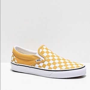 YELLOW CHECKERED SLIP ON VANS